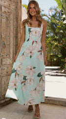 Madelyn Maxi Dress - Aqua/White Floral