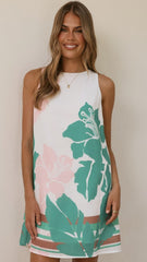 Xandria Mini Dress - Pink/Green Print