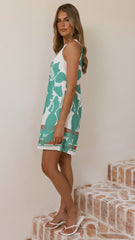 Xandria Mini Dress - Pink/Green Print