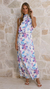 Marlie Midi Dress - Blue Floral
