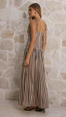 Zoriah Maxi Dress - Black/Beige Stripe