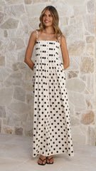 Felicity Maxi Dress - White/Black Spot