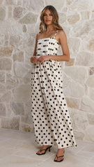 Felicity Maxi Dress - White/Black Spot