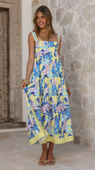 Avala Midi Dress - Blue Leaf Orchid