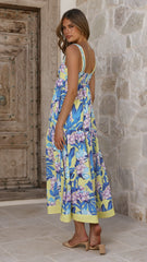 Avala Midi Dress - Blue Leaf Orchid