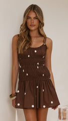 Vida Mini Dress - Brown/White Spot
