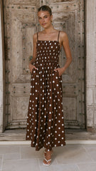 Balina Maxi Dress - Chocolate Polka