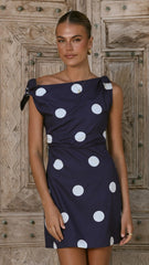 Ebbe Mini Dress - Navy/White Polka