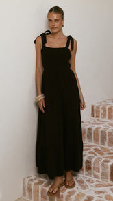 Carlina Tiered Maxi Dress - Black
