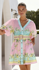 Verna Mini Dress - Rosé Lemonade