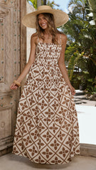 Avalon Maxi Dress - Brown Geo