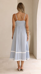 Seraphina Midi Dress - Blue/White
