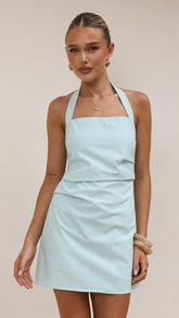 Kayden Mini Halter Dress - Baby Blue