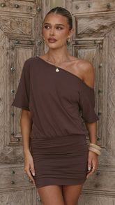 Elowen Mini Dress - Brown