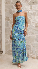 Mariposa Maxi Dress - Blue Floral