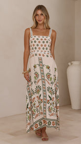 Michaela Maxi Dress - Green Floral