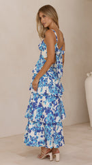 Odilia Maxi Dress - Blue/White Floral