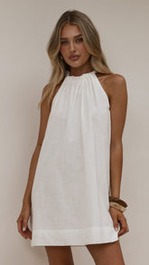 Demy Halter Mini Dress - White
