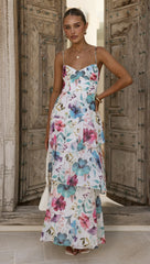 Ami Maxi Dress - Blue/Pink Floral