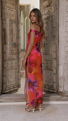 Verne Off Shoulder Maxi Dress - Pink Floral