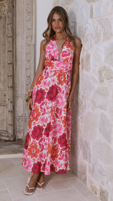 Anara Maxi Dress - Pink Floral