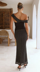 Bonnie Maxi Dress - Black/White Polka