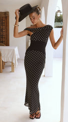 Bonnie Maxi Dress - Black/White Polka