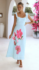 Beverly Maxi Dress - Blue/Pink Floral