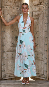 Skye Maxi Dress - Aqua/White Floral
