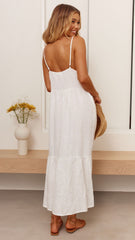 Avalia Linen Maxi Dress - White