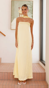 Caitie Strapless Scarf Maxi Dress - Yellow