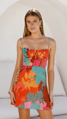 Rochelle Mini Dress - Orange Floral