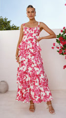 Odilia Maxi Dress - Pink/White Floral