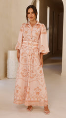 Xander Long Sleeve Maxi Dress - Natural