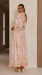 Xander Long Sleeve Maxi Dress - Natural