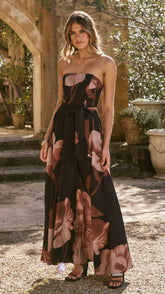 Carson Maxi Dress - Black/Wine Floral