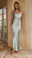 Yasmeen Tie Front Maxi Dress - Sage