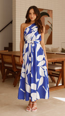 Hadas Maxi Dress - Cobalt/White Print