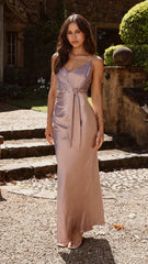 Yasmeen Tie Front Maxi Dress - Dusty Pink