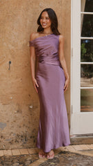 Auria Off Shoulder Maxi Dress - Plum
