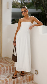 Astrid Strapless Maxi Dress - White