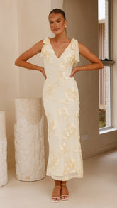 Usha Tie Strap Maxi Dress - Yellow