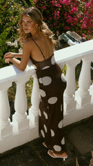 Blaine Maxi Dress - Chocolate/Beige Polka