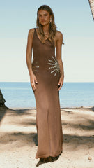 Bianca Sun Sequin Maxi Dress - Brown