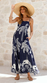 Jaylene Maxi Dress - Navy Bahamas