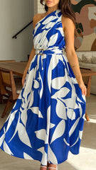 Hadas Maxi Dress - Cobalt/White Print