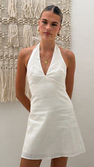 Wenona Halter Neck Mini Dress - White