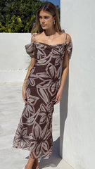 Adrianna Maxi Dress - Brown Floral