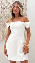 Taylor Bow Mini Dress - White