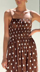 Balina Maxi Dress - Chocolate Polka